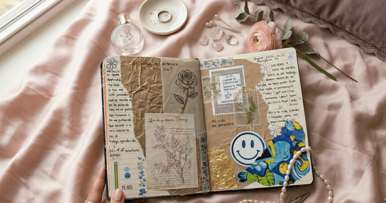 journaling y texturas, escritura a mano creativa